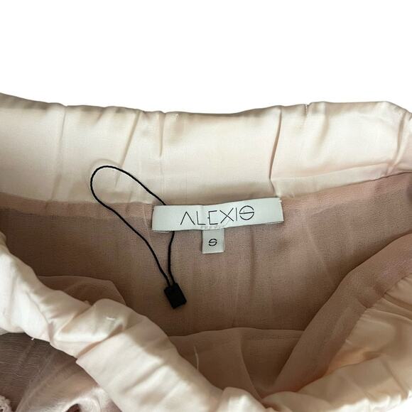 Alexis Women’s Mallory Intermix Blush Pink Lace Ruffled Tiered Mini Skirt Sz S - Picture 3 of 10